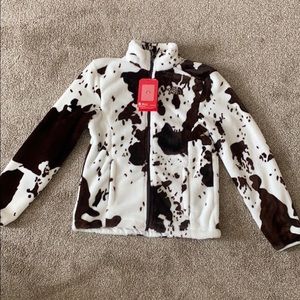 Cow print/cowhide fleece jacket